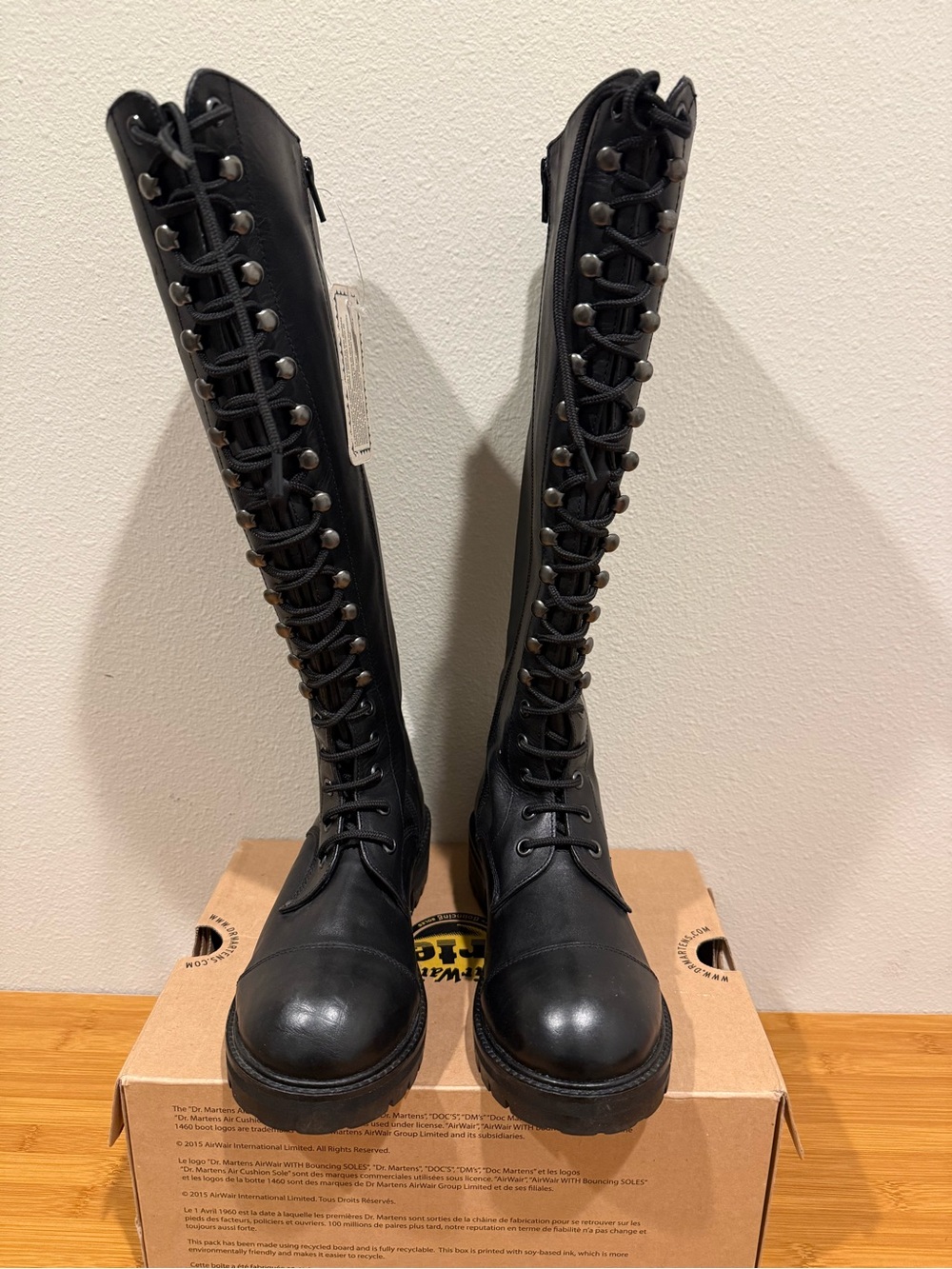 Brand New Women's Black Knee-High Lace-Up Boots